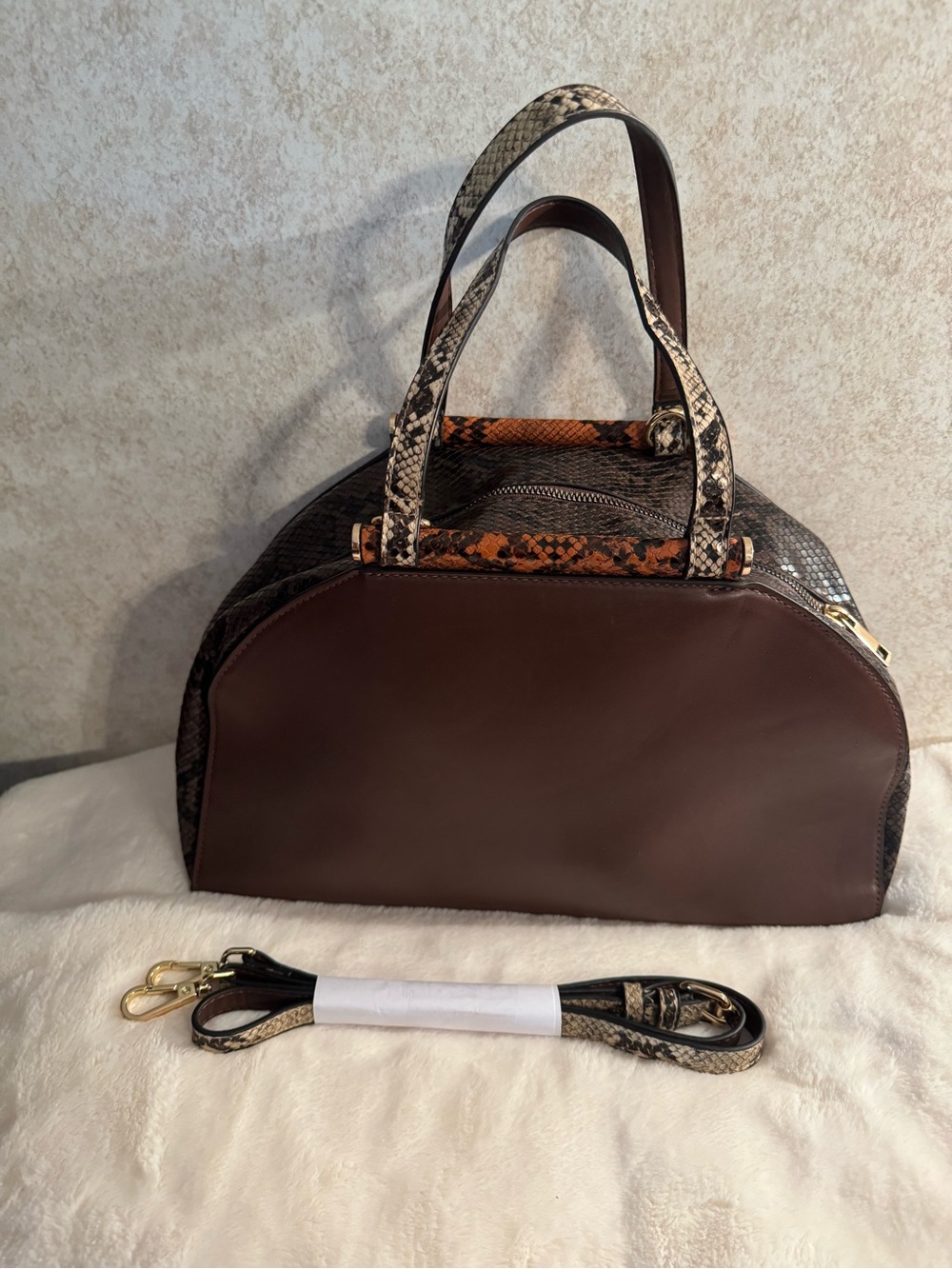 A New Day Tote with Snake-Print Trim Faux Snake - Picture 5 of 5